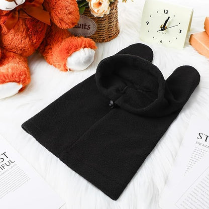 Clysee Winter Dog Hats Quiet Ears for Dogs Ear Muffs Pet Neck Warmer Scarf Hoodie Noise Protection Cover Beanie Head Wrap Costume for Pet Dog Cats(Black,XL)