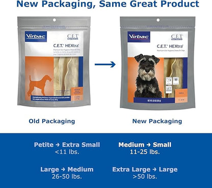 Virbac C.E.T. HEXtra Premium Oral Hygiene Chews for Dogs, 11-25 lbs, 8.5 Oz