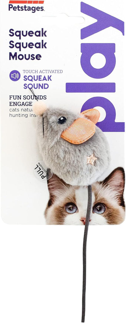 Catstages Squeak Squeak Mouse Cat Toy with Touch-Activated Sound & Catnip, Gray (Pack of 2)