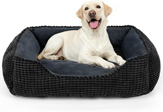 MIXJOY X-Large Dog Bed for Large, Medium, Small Dogs - Rectangle, Washable, Orthopedic, Soft Calming Sleeping Puppy Bed - Durable Pet Cuddler with Anti-Slip Bottom - XL (35"x25"x9")