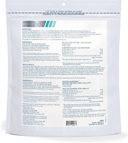Virbac C.E.T. Enzymatic Oral Hygiene Chews for Medium Dogs - Plaque & Tartar Control - Single Layer Beefhide with Exclusive Dual-Enzyme System & Tasty Chicken Flavor - Easy to Give Dog Dental Chew