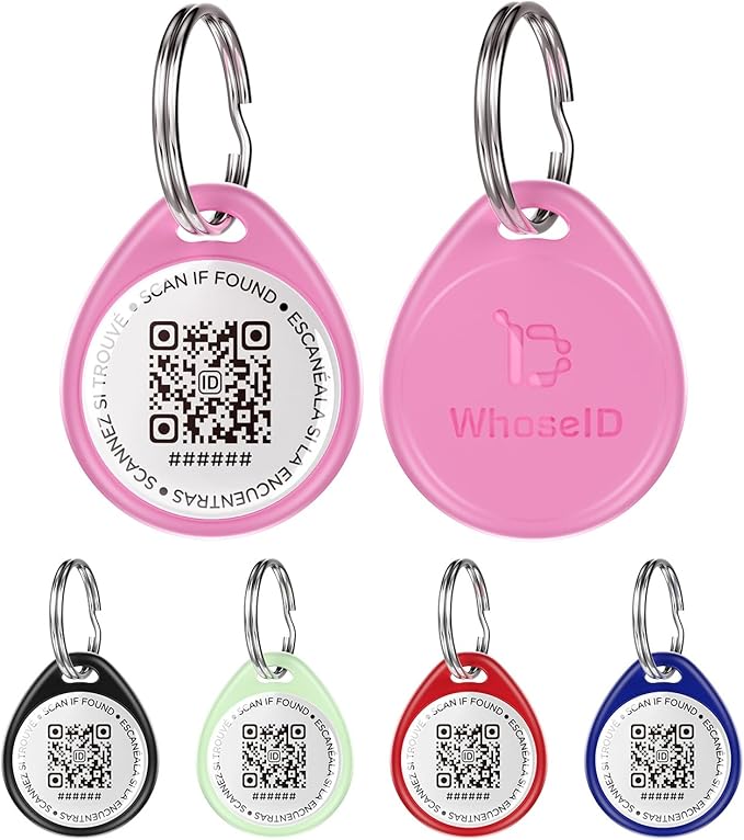 QR Code Dog Tag and Cat Tag, Scan to Reunite Faster, Waterproof and Durable, Lightweight and Quiet, Updatable Contact Info, Pink for Soft Look