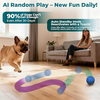 Smart Interactive Dog Toy Ball – Automatic Moving, Bouncing & Rolling, 3 Modes, Chew-Proof E-TPU Shell, Waterproof, Rechargeable,Dog Ball for Medium and Large Dogs,Blue