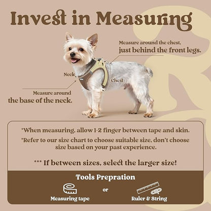 rabbitgoo Small Dog Harness, Step-in Soft Mesh Puppy Vest with Safety Buckle, Breathable Reflective Pet Harness for Small Sized Dogs, Brown & Beige XS