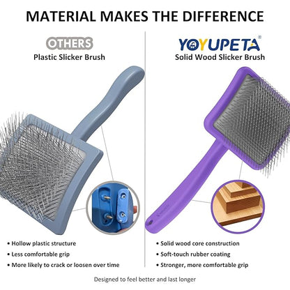 Large Slicker Brush for Dogs,Doodle Brush for Poodles, Goldendoodles, Labradoodle, Extra Long Pins for Detangling Matted Fur & Reducing Shedding, Dog Grooming Kit with Wooden Handle. Purple