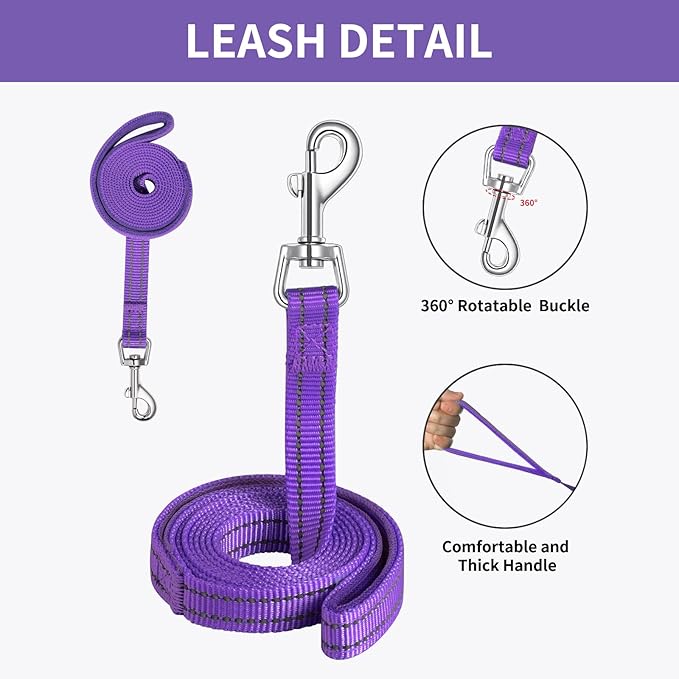 AMTOR Small Dog Harness with Leash Set, No Escape Easy Walk Puppy Harnesses for Training Walking, Step-in Reflective Soft Dogs Vest for XS S Medium Extra-Small Large Sized Dog(Purple,XXS)