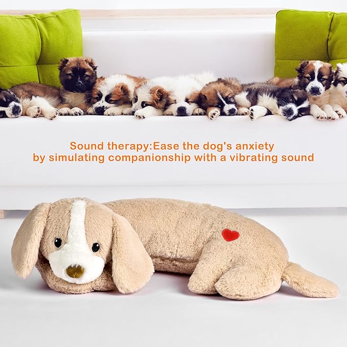 Moropaky Puppy Heartbeat Toy Heartbeat Stuffed Toy for Dogs, Dog Heartbeat Toy for Pet Anxiety Relief Sleep Aid Cuddle Comfort Calming Crate Kennel Training, Puppy Essentials