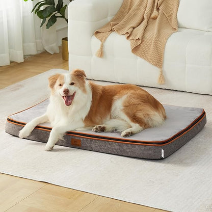 LIORCE Memory Foam XL Dog Bed - 4” Thick Orthopedic Beds for Extra Large Dogs - Waterproof Dog Bed with Removable Washable Cover & Wrap-Around Zipper - Ultimate Comfort and Easy Maintenance