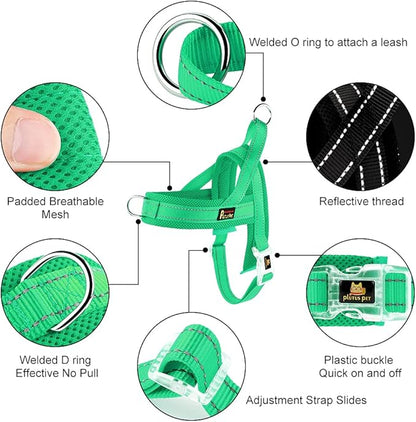 Plutus Pet No Pull Dog Harness with Breathable Mesh Padded, Adjustable Reflective Escape Proof Dog Harness, Quick Fit Dog Vest Harness for Small Medium Large Dogs(XS, Green)