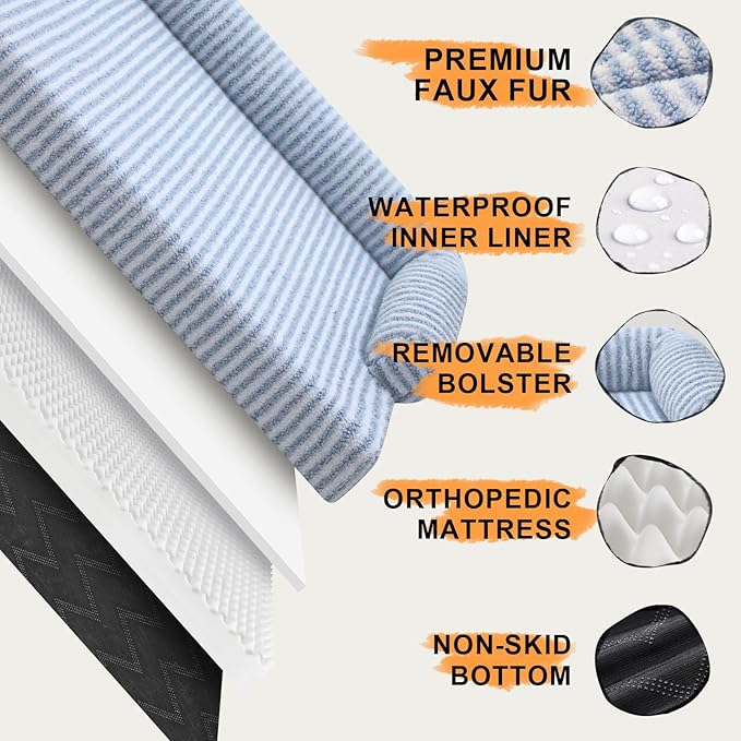 Waterproof Orthopedic Foam Dog Beds for Extra Large Dogs Durable Dog Sofa Comfy Pet Bed Washable Removable Cover and Non-Slip Bottom Bolster