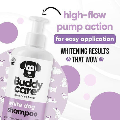 White Dog Shampoo by Buddycare | Dry Skin & Itchy Skin Relief for Smelly Dogs | Deep Cleansing Shampoo for Dogs Puppy Sensitive Skin | Dog Shampoo & Conditioner | with Aloe & Vitamin B5 (16.90oz)