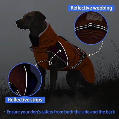 MIGOHI Warm Dog Jacket - Waterproof Small Dog Coat with Furry Collar, Windproof Dogs Fleece Vest, Reflective Cold Weather Coats for Small Dogs, Adjustable Buckle, Poodle,S,Orange