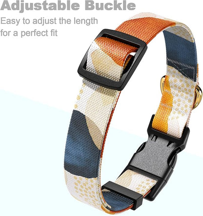 Rnivvi Dog Collar for Small Dogs, Cute Heavy Duty Adjustable Puppy Collar with Quick Release Buckle for Boy Girl & Female, Pet Accessories for Walking Running, S Length 3/4" Width, Abstract Art