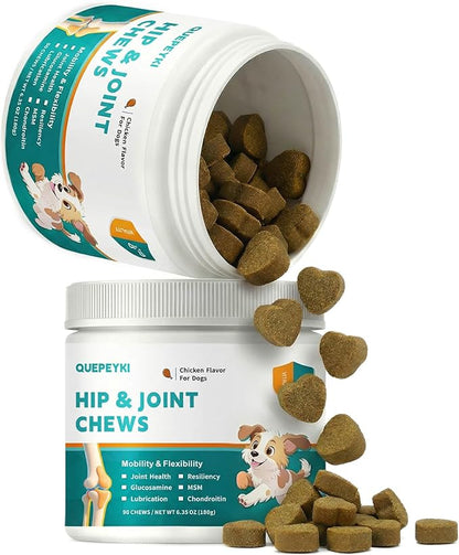 Glucosamine for Dogs Hip and Joint Supplement for Dogs Chews with Glucosamine Chondroitin Omega 3 MSM and Turmeric for Pain Relief, Mobility & Hip Care- Chicken Flavor, 90 Ct