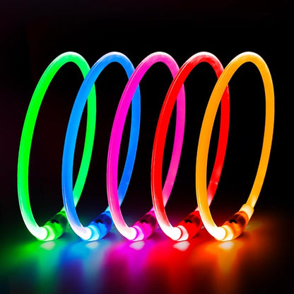 HIGO LED Dog Collar, USB Rechargeable Light Up Dog Collars Glow in The Dark, TPU Cuttable Pet Safety Dog Necklace for Nighttime Dog Walking (Blue)