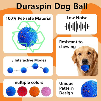 Interactive Dog Toys: Smart Dog Ball – Auto-Bounce, Vibrating & Jumping Action! Durable Duraspin Design for Aggressive Chewers. Rechargeable & Long-Lasting, Keeps Dogs Busy and Entertained Blue.
