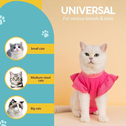 Avont Cat Recovery Suit - Post-Surgery Onesie for Cats, Alternative to Cone of Shame, Protective Spay Suit for Female Kitten, Ideal for Healing and Skin Conditions -Magenta(S)