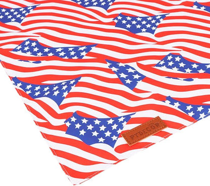 PTDECOR American Flag Dog Bandana 4th of July Dog Scarf Reversible Red Blue Patriotic Bandanas for Large and Extra Large Dogs Pets (Blue & Red, X-Large)