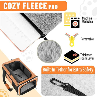 GAPZER Large Cat Carry Bag, Soft Shell Shih-Tzu Pet Transport Crate, 18x12x12 Top Opening Maltese-Dog Traveling Mesh Kennel 10 Pound, Big Bunny Rabbit Carrying Case Animal Carrier Kitty Product Orange
