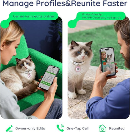 QR Code Dog Tag and Cat Tag, Scan to Reunite Faster, Waterproof and Durable, Lightweight and Quiet, Updatable Contact Info, Pink for Soft Look