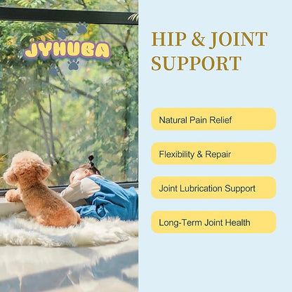 JYHUBA Hip & Joint Support for Dogs & Cats – Natural Joint Supplement with PEA, Glucosamine, MSM, Green Lipped Mussels – Promotes Mobility, Reduces Inflammation & Pain – Made in USA 2.5oz (72g)