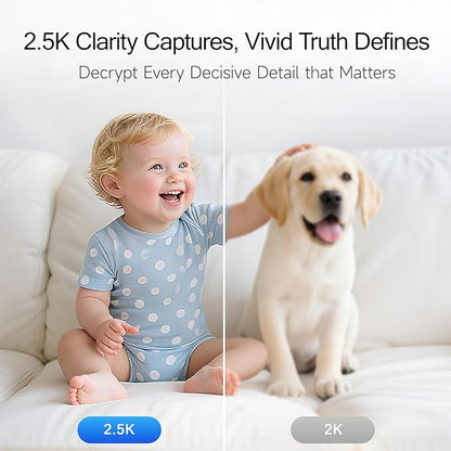 CINMOORE 2.5K Pet/Dog Camera with Speaker/Phone App, No-Monthly-Fee AI Person/Pet/Cry Detection Security Camera Indoor, PTZ 2.4GHz WiFi Baby Monitor Cameras for Home Security, Night Vision, 2-Way Talk
