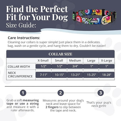 Lucky Love Dog - Adjustable Dog Collar with Easy Click Buckle for Small Dogs, Durable, & Comfortable for Male & Female Dogs, Pet Collar for Puppies & Adult Dogs - Hana, Small