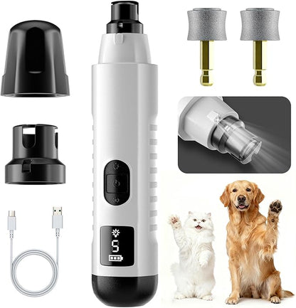 MOONEON 2026 New Silent Groom Pro Pet Nail Grinder, 5-Speed Dog Nail Grinder with Led Light, 40 db Quiet Painless Paws Grooming for Small Medium Large Dogs & Cats, USB Rechargeable