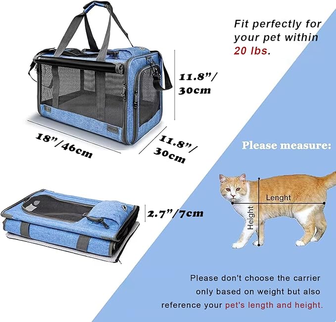 GAPZER Pet Carrier for Large and Medium Cats, Soft-Sided Pet Carrier for Big Medium Cats and Puppy, Dog Carriers Cat Carriers Pet Privacy Protection Travel Carriers