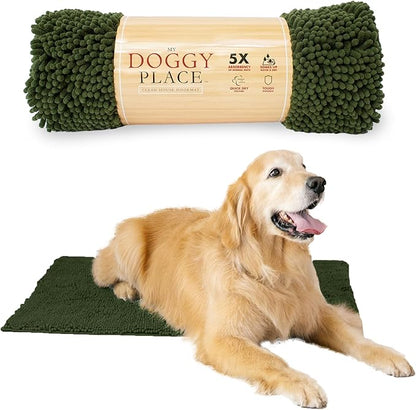 My Doggy Place Dog Mud Mat, 36" x 26" Chive – Thick Microfiber Entry Rug for Snow, Mud & Salt – Absorbent, Quick-Dry, Washer-Safe & Non-Slip, Large