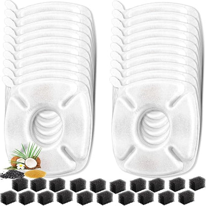 40 Pcs Cat Water Fountain Replacement Filters, 20 Pack Filters 20 Pack Pre- Sponges Fit for 67oz, 95oz, 135oz Automatic Pet Fountain Dog Water Dispenser