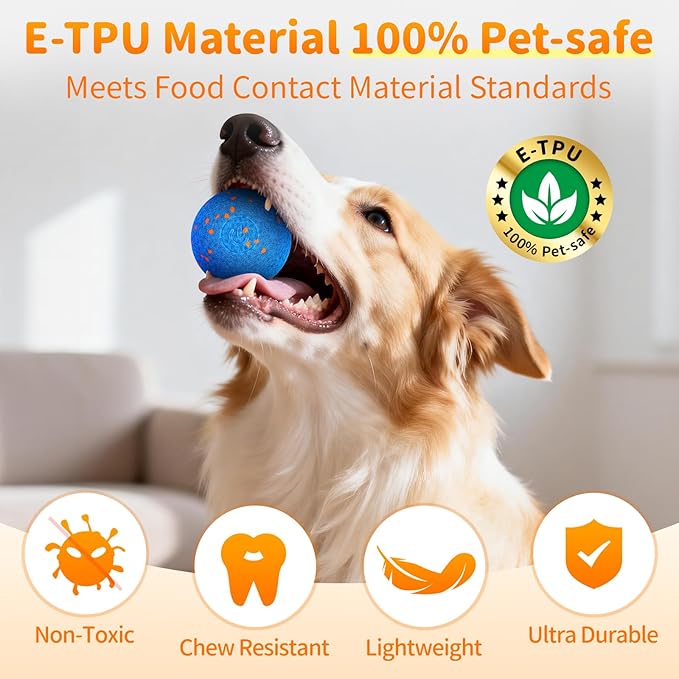 Bsyisoue Interactive Dog Toys – Automatic Moving Dog Ball, Auto Bounce & Roll, Chew-Resistant E-TPU, IPX7 Waterproof, 3 Play Modes, One-Click, USB Rechargeable – Indoor/Outdoor for Med/Lg Dogs