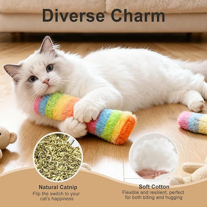 MehelloFeather Cat Toys Pillows 6Pcs Catnip Kicker Toys for Cats Promotes Kitty Exercise