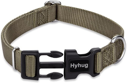 Hyhug Small Dog Collar Quick-Release Green| Heavy-Duty Nylon Puppy Collar, Adjustable & Durable Pet Supplies for Boy & Girl Dogs (Small, Military Green)