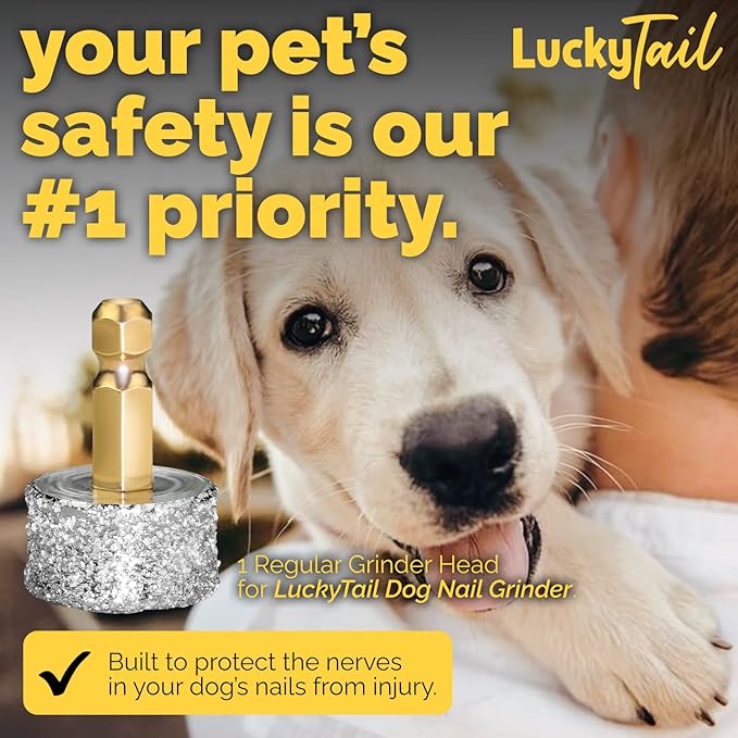 LUCKY TAIL - Dog Nail Grinder - Regular - Replacement Head - for Small, Medium & Large Dogs - Premium Quality - Diamond Tip Drill Bit - Professional Dog Nail Trimmers - Grooming Tool kit - 1 Pack