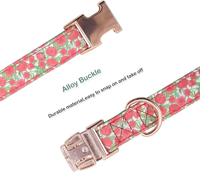 Cotton Dog Collar Metal Buckle Daisy Summer, Cute Adjustable Dog Collar Soft for Small Medium Large Boys Girls Dogs Durable
