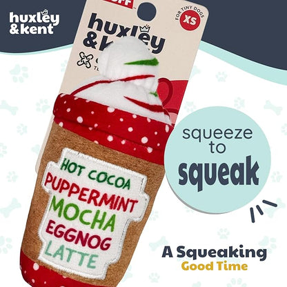 Huxley & Kent Funny Dog Toy w/Squeaker – Holiday Power Plush Squeaky Dog Toys for Small Dogs – Durable Small Stuffed Animal for Indoor Play & Fetch - Tiny Tuff Latte My Way