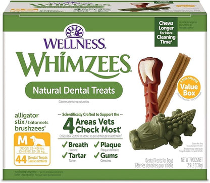 WHIMZEES Wellness Value Box Dog Dental Treats, Medium Size (44 Count)