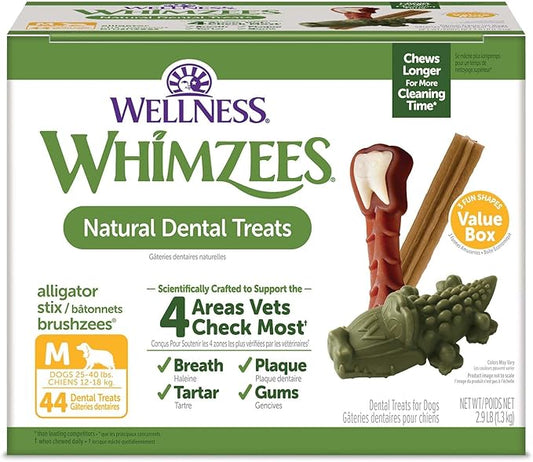 WHIMZEES Wellness Value Box Dog Dental Treats, Medium Size (44 Count)