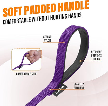Dog Training Leash - Long Line for Recall & Obedience, Nylon Training Lead with Padded Handle, 15 ft / 20 ft / 30 ft / 50 ft / 100 ft - Long Leash for Dogs Outside, Small/Medium/Large