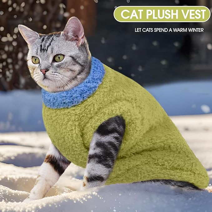 ADNIKIA Cat Sweater, Warm Kitten Coat Fleece Vest, Sphynx Hairless Cat Shirts, Soft Pajamas for Cats Only