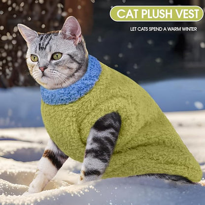 ADNIKIA Cat Sweater, Warm Kitten Coat Fleece Vest, Sphynx Hairless Cat Shirts, Soft Pajamas for Cats Only
