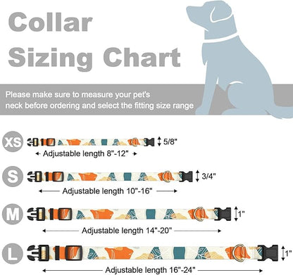 Rnivvi Dog Collar for Small Dogs, Cute Heavy Duty Adjustable Puppy Collar with Quick Release Buckle for Boy Girl & Female, Pet Accessories for Walking Running, S Length 3/4" Width, Abstract Leaves