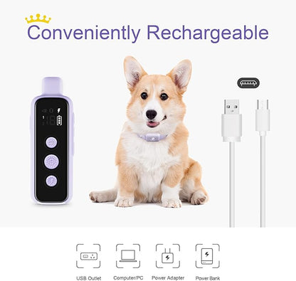 Bousnic Shock Collar for Dogs - Waterproof Rechargeable Dog Electric Training Collar with Remote for Small Medium Large Dogs with Beep, Vibration, Safe Shock Modes (8-120 Lbs) (Purple)