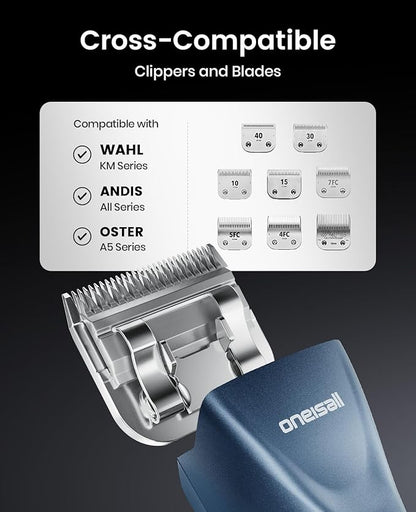 oneisall Professional Cordless Dog Clippers for Groomers, Heavy-Duty Dog Clippers for Thick Long Hair Doodle Poodle, 2-Speed Upgrade Motor, Detachable Batteries, Carbon Steel Blade