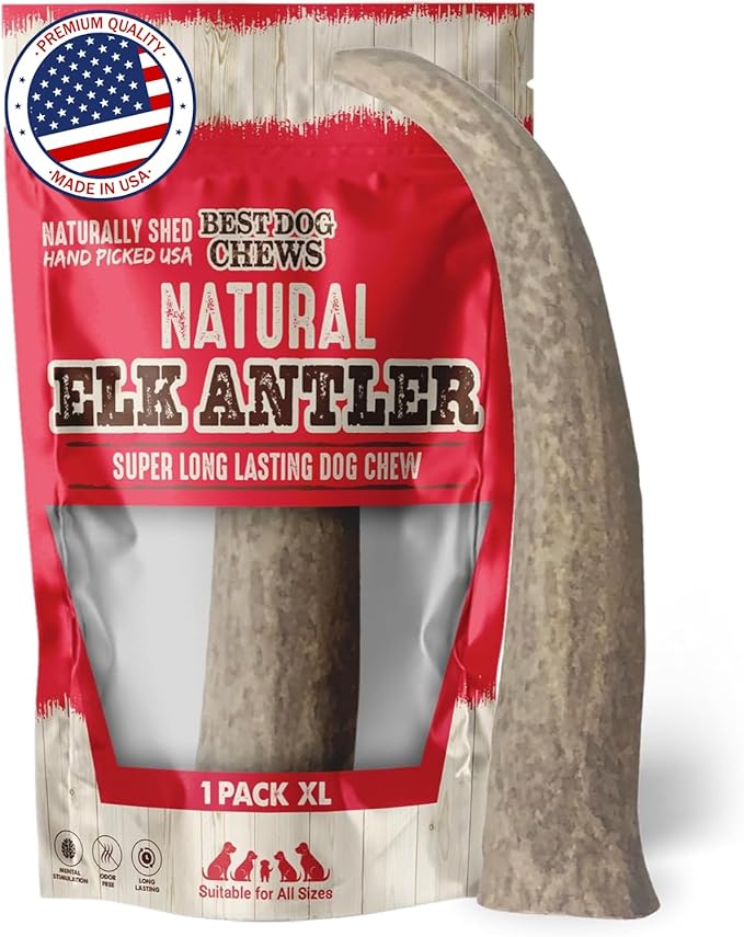 Best Dog Chews Elk Antlers for Dogs Large - Premium Natural Antler Dog Chew for Aggressive Chewers - Long-Lasting Deer Antler Chews - Ideal for Medium to Big Breed Dogs - Elk Bones and Antlers Durable