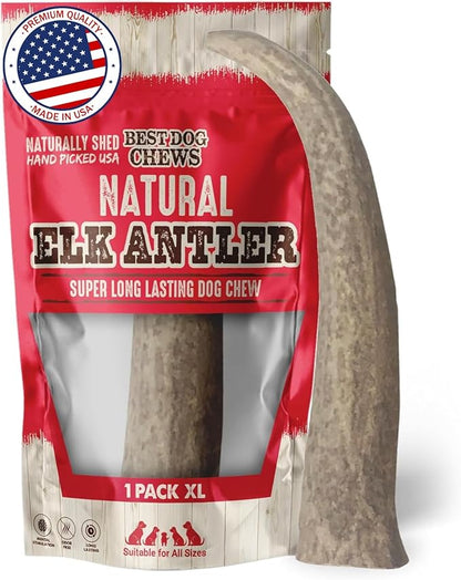 Best Dog Chews Elk Antlers for Dogs Large - Premium Natural Antler Dog Chew for Aggressive Chewers - Long-Lasting Deer Antler Chews - Ideal for Medium to Big Breed Dogs - Elk Bones and Antlers Durable