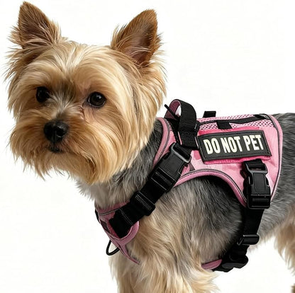 Tactical Dog and Cat Harness for XS and Small Puppy, Air Pet Vest No Pull with Reflective Do Not Pet Patches, Breathable Dog Molle Vests for Training Walking Hunting Camo Pink