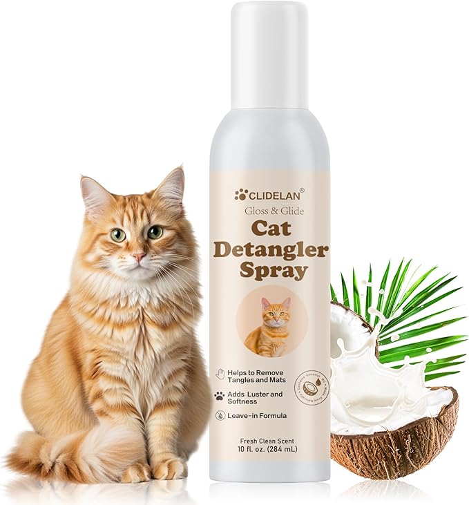 Cat Detangler Spray – Cat Matted Fur Remover for Matted Hair & Everyday Grooming–Dematting Spray for Cats to Loosen Knots, Reduce Pulling, Hydrate Coat & Keep Your Cat’s Fur Soft, Smooth & Manageable