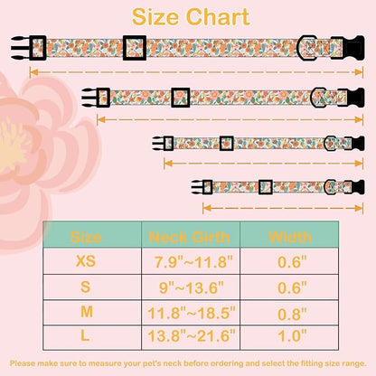 Faygarsle Dog Collar for Small Medium Large Dogs Cute Gaily Colored Puppy Collars for Female Dogs Floral Patterned Pet Collars for Summer Spring Wedding Puppy Girl Dog Collar L